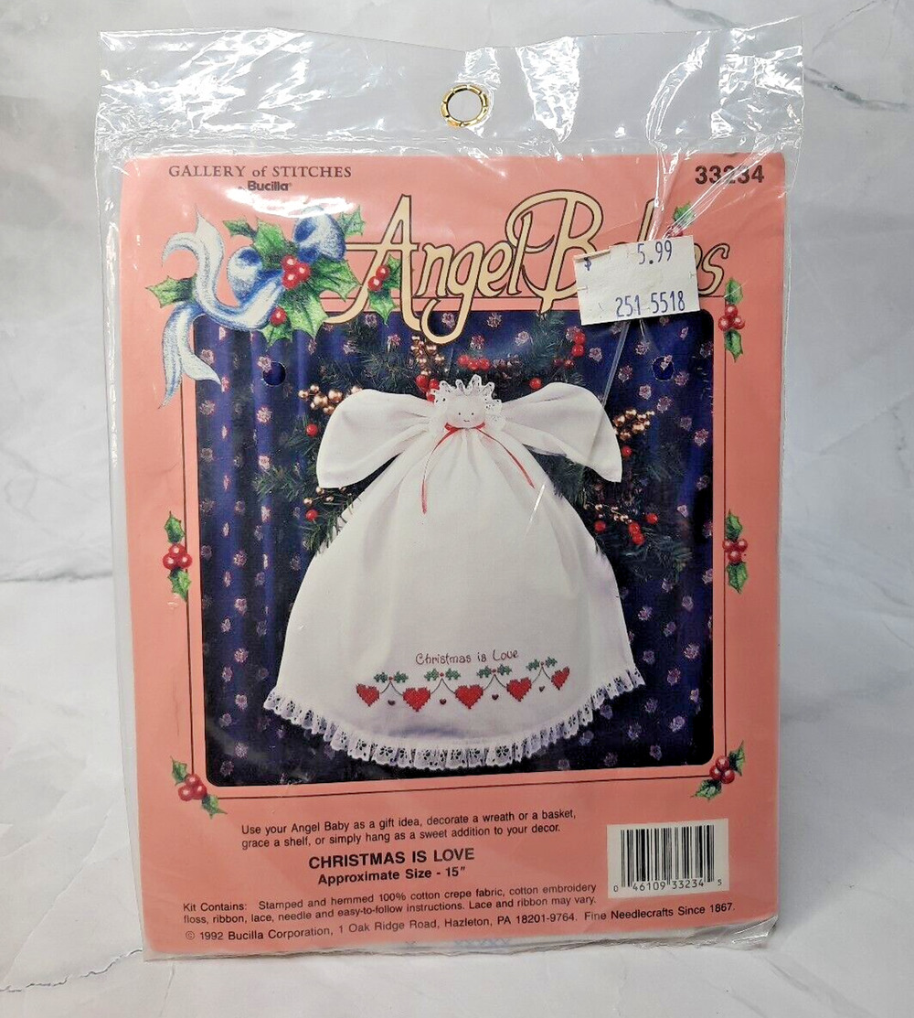 Bucilla Gallery of Stitches Angel Babies Christmas Is Love 33234 15 inches